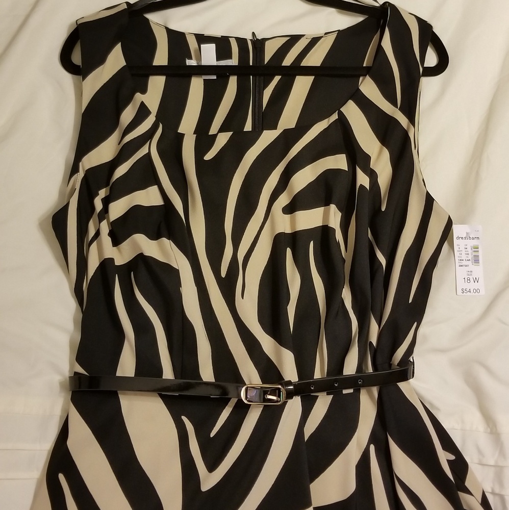 NWT Animal print dress w/Blk Skinny Belt - Sz 18W